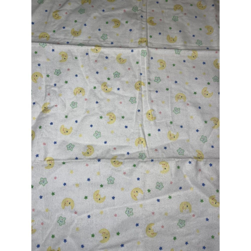 Vintage Circo Baby Receiving Blanket Moon Stars Faces Flannel 38"x33" Cotton USA - Picture 4 of 9